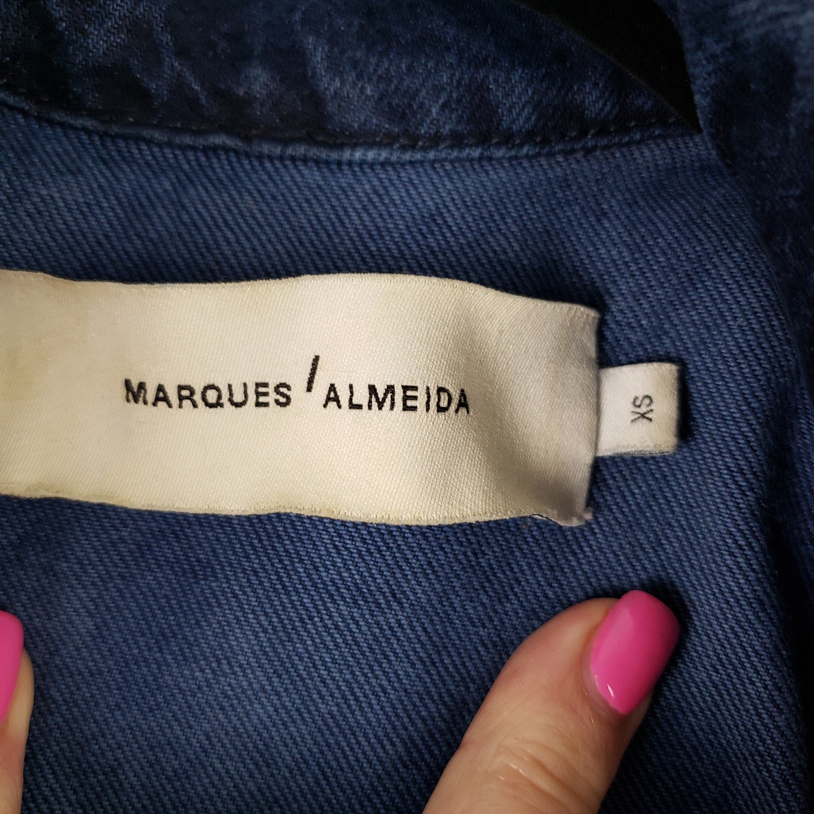 Marques Almeida Size Xs Denim Halter Top Frayed Zip Front Asymmetrical Grunge — image 6 of 8